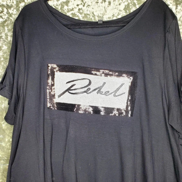 Rebel by Rebel Wilson X Angels Black Sequin Cold Shoulder Top - Picture 2 of 5